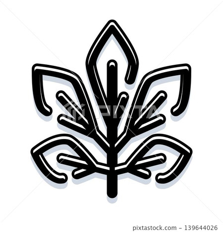 Stylized plant leaf line art illustration Stylized plant leaf line art illustration 139644026