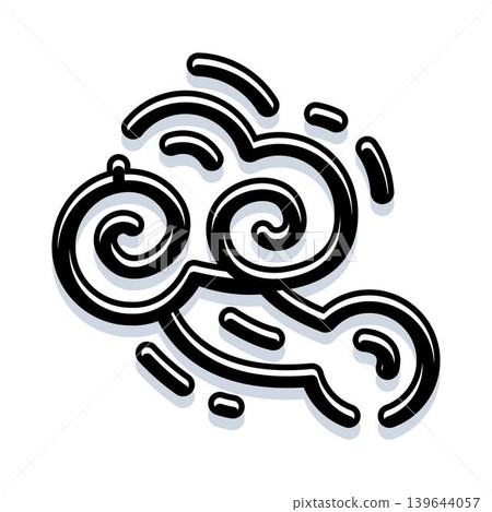 Stylized cloud icon featuring black line art 139644057