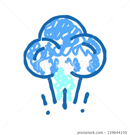 Blue doodle drawing of an explosion cloud or steam puff Blue doodle drawing of an explosion cloud or steam puff 139644130