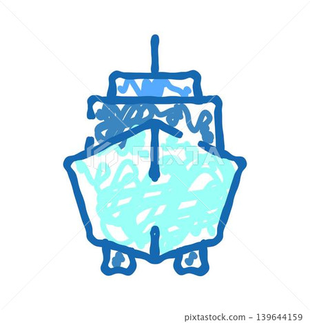 Blue doodle drawing representing ship icon in front view Blue doodle drawing representing ship icon in front view 139644159