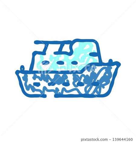 Blue yacht doodle drawing concept for travel Blue yacht doodle drawing concept for travel 139644160