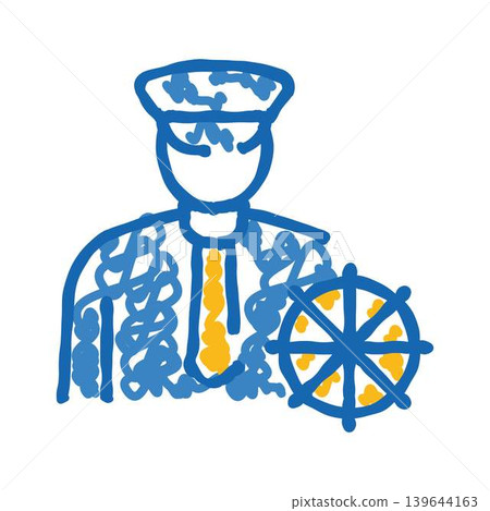 Ship captain navigating steering wheel sketch drawing Ship captain navigating steering wheel sketch drawing 139644163