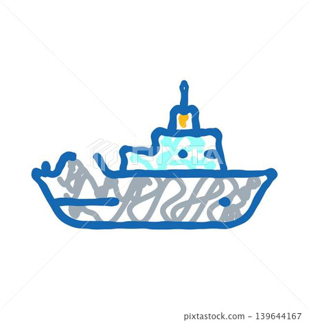 Military warship icon drawing blue color sketch Military warship icon drawing blue color sketch 139644167
