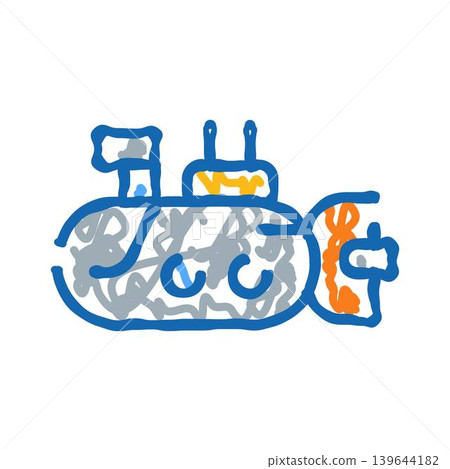 Submarine drawing icon representing underwater exploration and travel Submarine drawing icon representing underwater exploration and travel 139644182