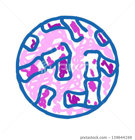 Biology cell microscopy drawing icon with pink organisms Biology cell microscopy drawing icon with pink organisms 139644199