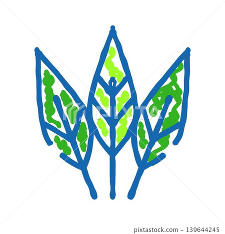Three developing green leaves illustration on white background Three developing green leaves illustration on white background 139644245