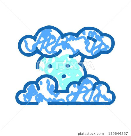 Cumulus cloud raining cartoon line drawing 139644267