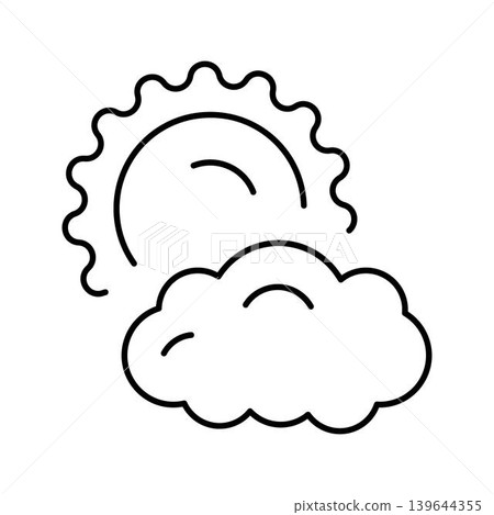 Partly cloudy weather forecast icon showing sun and cloud Partly cloudy weather forecast icon showing sun and cloud 139644355