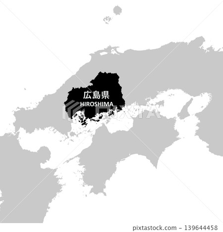 日本廣島縣地圖向量插圖素材 日本廣島縣地圖向量插圖素材 139644458
