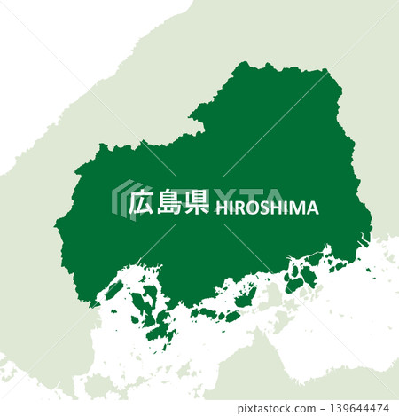 日本廣島縣地圖向量插圖素材 日本廣島縣地圖向量插圖素材 139644474