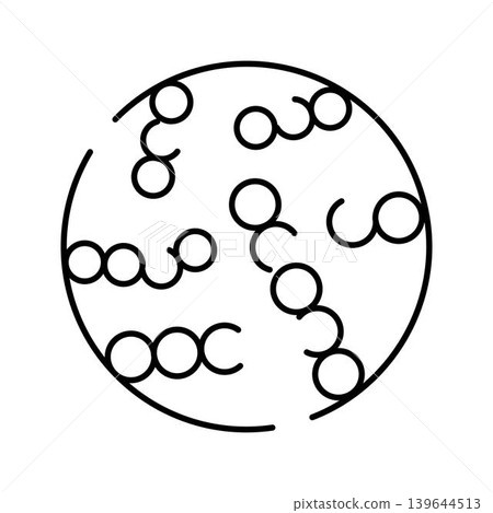 Microorganisms line art icon in petri dish 139644513
