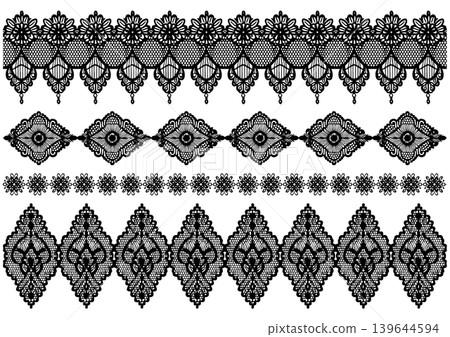 Elegant black lace ornament and border set (classic decorative material) Elegant black lace ornament and border set (classic decorative material) 139644594