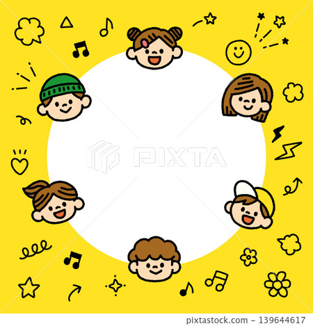 Cute children's frame illustration, face icon, hand-drawn, square. Cute children's frame illustration, face icon, hand-drawn, square. 139644617
