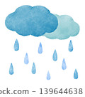 Hand-drawn style illustration of rain and clouds; weather; rainy season 139644638