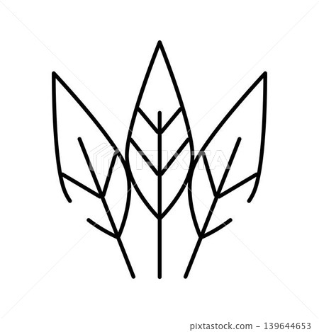 Three minimalist line art green leaves drawing nature icon Three minimalist line art green leaves drawing nature icon 139644653