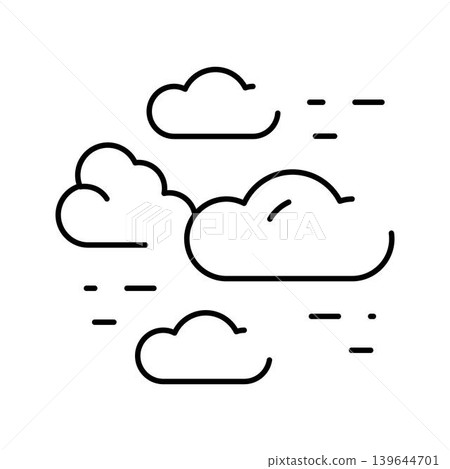 Clouds moving in wind simple line art icon Clouds moving in wind simple line art icon 139644701