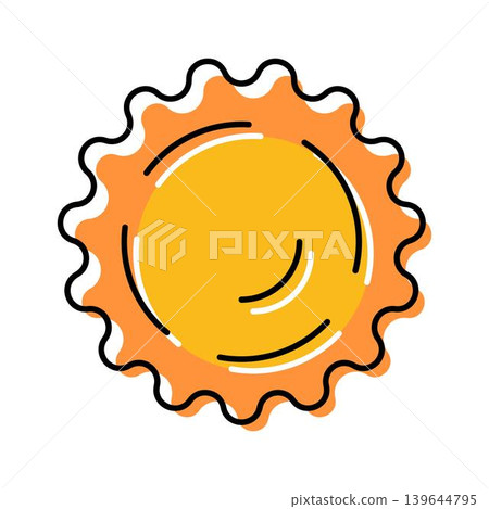 Yellow sun icon symbolizing bright summer weather Yellow sun icon symbolizing bright summer weather 139644795