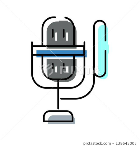 Vintage standing microphone icon for broadcasting and podcasting 139645005
