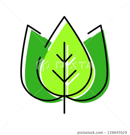 Green leaf abstract line art nature ecology icon Green leaf abstract line art nature ecology icon 139645029
