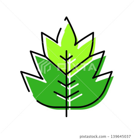 Green leaf line art icon representing nature and ecology Green leaf line art icon representing nature and ecology 139645037