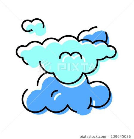 Cartoon cloud with outline showing weather concept Cartoon cloud with outline showing weather concept 139645086