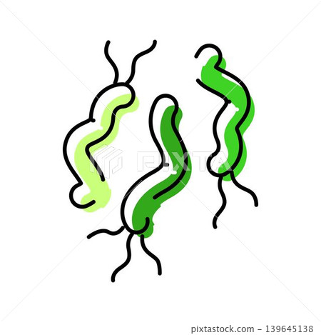Green vibrio bacteria microorganism microscopic cell illustration 139645138