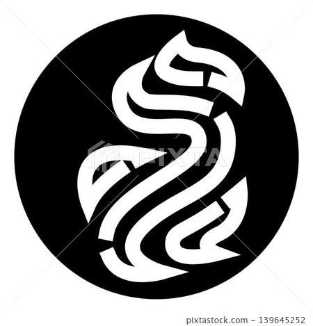 Abstract arabic calligraphy symbol in black circle design Abstract arabic calligraphy symbol in black circle design 139645252