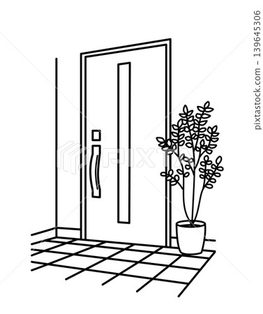 Front door as seen from the outside - line drawing Front door as seen from the outside - line drawing 139645306