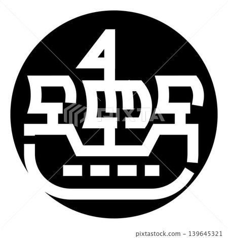 Japanese mon symbol depicting traditional boat design Japanese mon symbol depicting traditional boat design 139645321