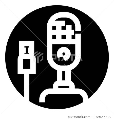 Usb retro microphone icon for podcasting and broadcasting Usb retro microphone icon for podcasting and broadcasting 139645409