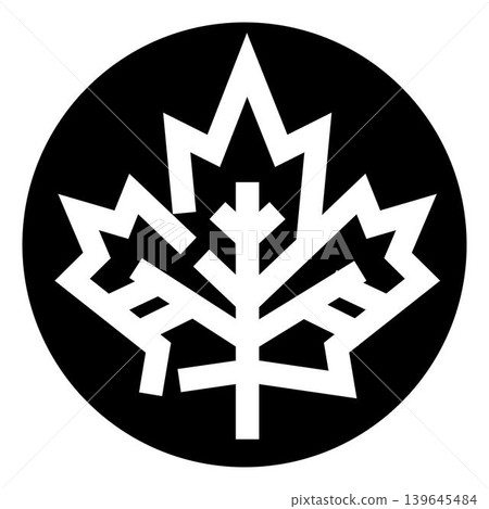 Stylized maple leaf logo black circle icon Stylized maple leaf logo black circle icon 139645484