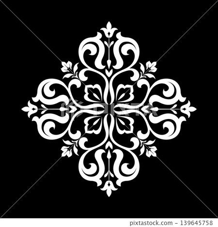 Damask graphic ornament. Floral design element. Black and white vector pattern. 139645758