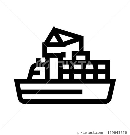 Container ship transporting cargo, global shipping logistics icon Container ship transporting cargo, global shipping logistics icon 139645856