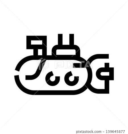 Submarine navigating deep underwater exploration line icon Submarine navigating deep underwater exploration line icon 139645877