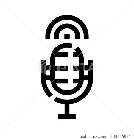 Microphone broadcasting icon representing audio podcast and radio Microphone broadcasting icon representing audio podcast and radio 139645935