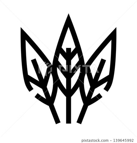 Three black leaves vector icon or logo design Three black leaves vector icon or logo design 139645992