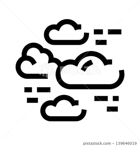 Weather forecast icons showing windy clouds blowing Weather forecast icons showing windy clouds blowing 139646019