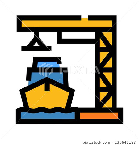 Shipyard crane loading cargo ship at port Shipyard crane loading cargo ship at port 139646188