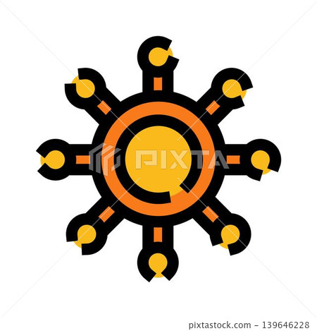 Configuration settings icon showing wrenches around a center Configuration settings icon showing wrenches around a center 139646228