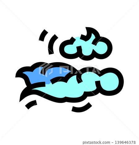 Clouds moving in wind presenting weather forecast symbol 139646378