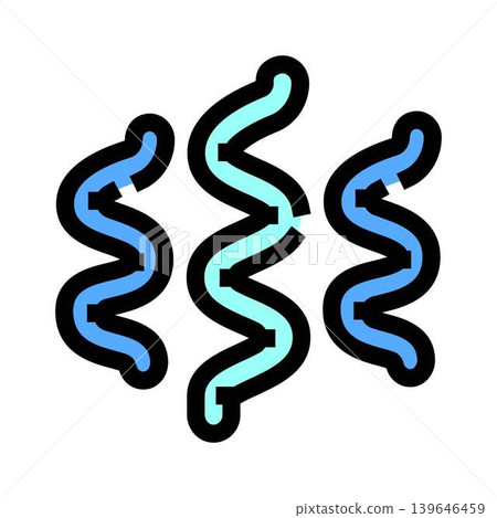 Blue and cyan wavy lines forming bacteria strands Blue and cyan wavy lines forming bacteria strands 139646459