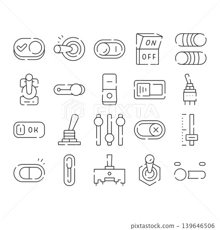 Collection of outline icons representing user interface controls Collection of outline icons representing user interface controls 139646506