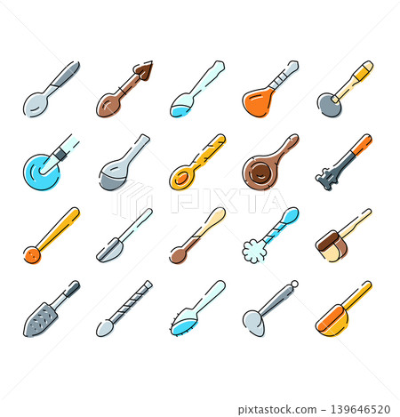Culinary spoons collection with various kitchen utensils designs Culinary spoons collection with various kitchen utensils designs 139646520