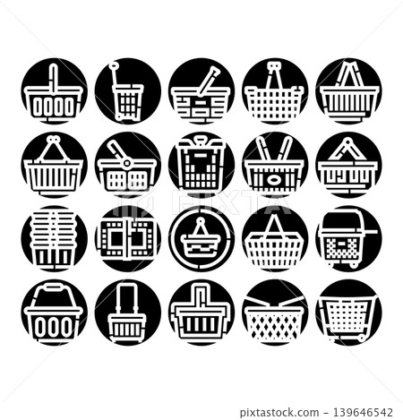 Shopping baskets and carts icon set collection 139646542