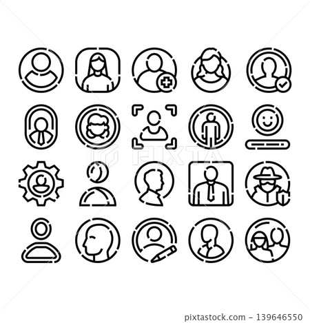 User account profile symbols collection vector illustration User account profile symbols collection vector illustration 139646550