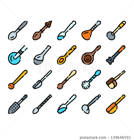 Kitchen spoons eating cooking utensil flatware collection Kitchen spoons eating cooking utensil flatware collection 139646591