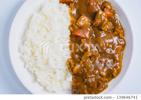 Curry rice, a classic home-style curry, white background 139646741