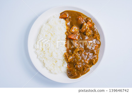 Curry rice, a classic home-style curry, white background 139646742