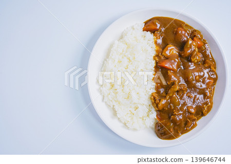 Curry rice, a classic home-style curry, white background Curry rice, a classic home-style curry, white background 139646744