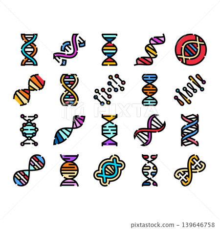 Dna helix structure science and genetics icons 139646758